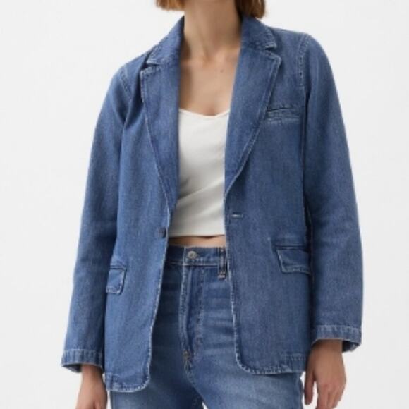 GAP Denim Blazer Blue XS NWT - Picture 7 of 11